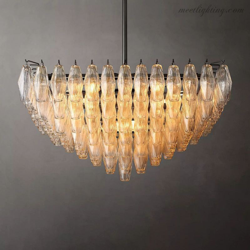 Chara Glass Square Chandelier 32"-Meet Lighting