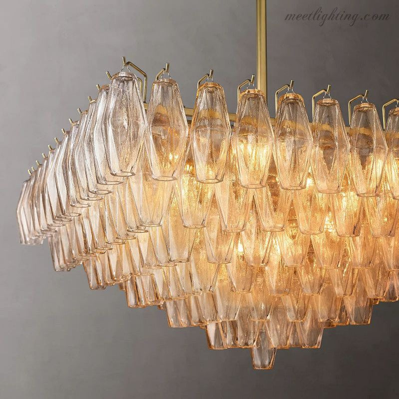 Chara Glass Square Chandelier 32"-MEET LIGHTING