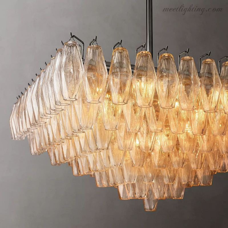 Chara Glass Square Chandelier 32"-MEET LIGHTING