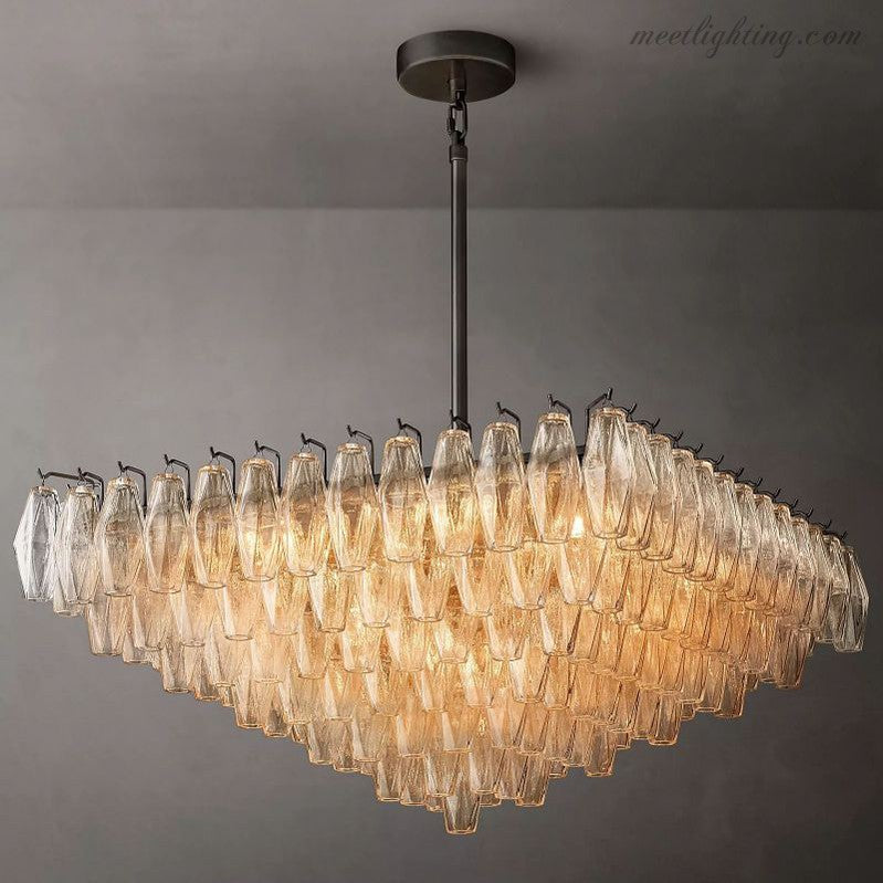 Chara Glass Square Chandelier 32"-MEET LIGHTING