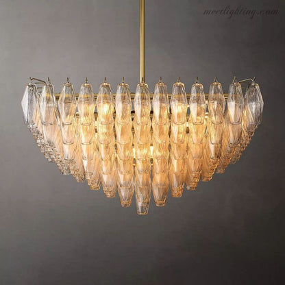 Chara Glass Square Chandelier 32"-Meet Lighting