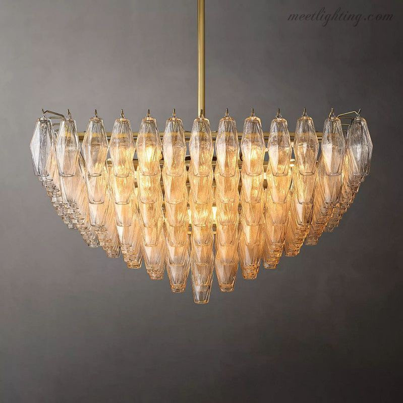Chara Glass Square Chandelier 32"-MEET LIGHTING