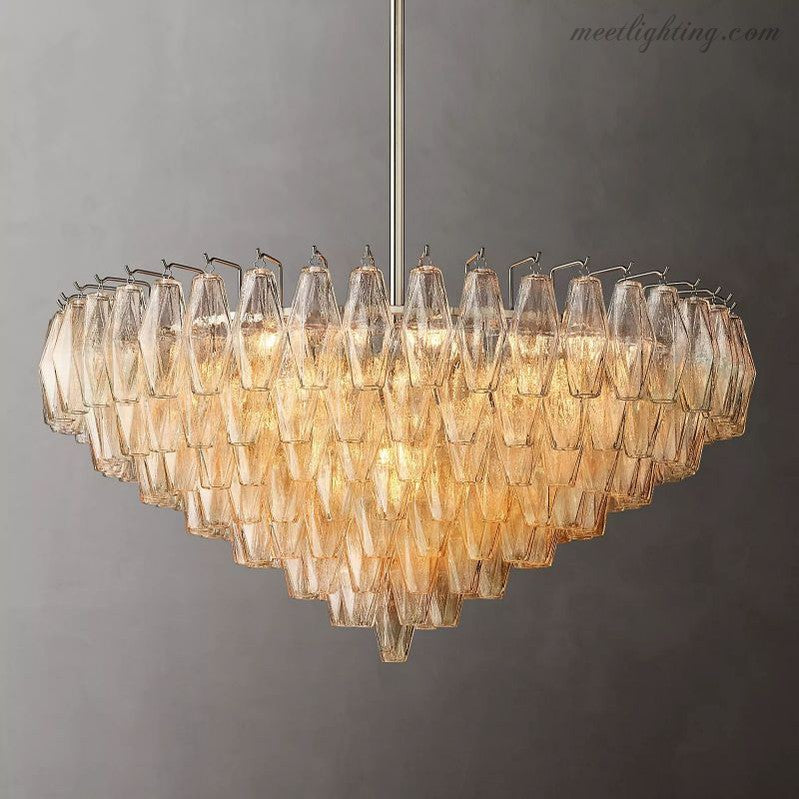 Chara Glass Tiered Round Chandelier 37"-MEET LIGHTING