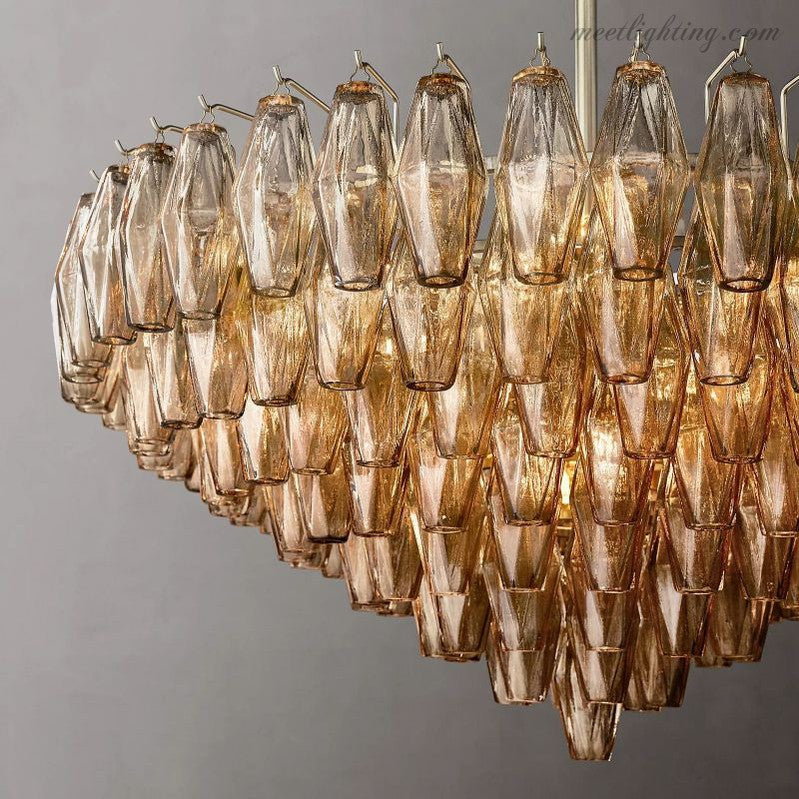 Chara Glass Tiered Round Chandelier 37"-MEET LIGHTING