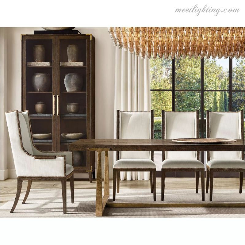 Chara Smoke Glass Tiered Rectangular Chandelier 54"-MEET LIGHTING