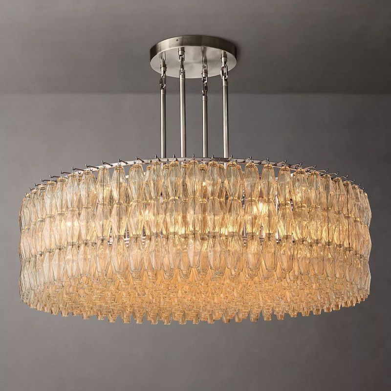 Chara Glass Round Chandelier 62" chandeliers for dining room,chandeliers for stairways,chandeliers for foyer,chandeliers for bedrooms,chandeliers for kitchen,chandeliers for living room Rbrights Satin Nickel Clear 