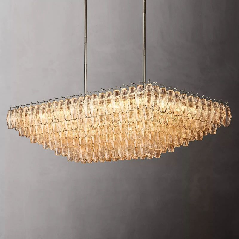 Chara Clear Glass Tiered Rectangular Chandelier 54" chandeliers for dining room,chandeliers for stairways,chandeliers for foyer,chandeliers for bedrooms,chandeliers for kitchen,chandeliers for living room Rbrights   