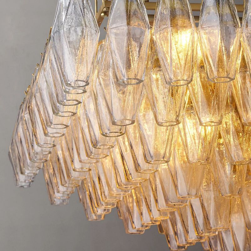 Chiaray Clear Glass Tiered Rectangular Chandelier 54''