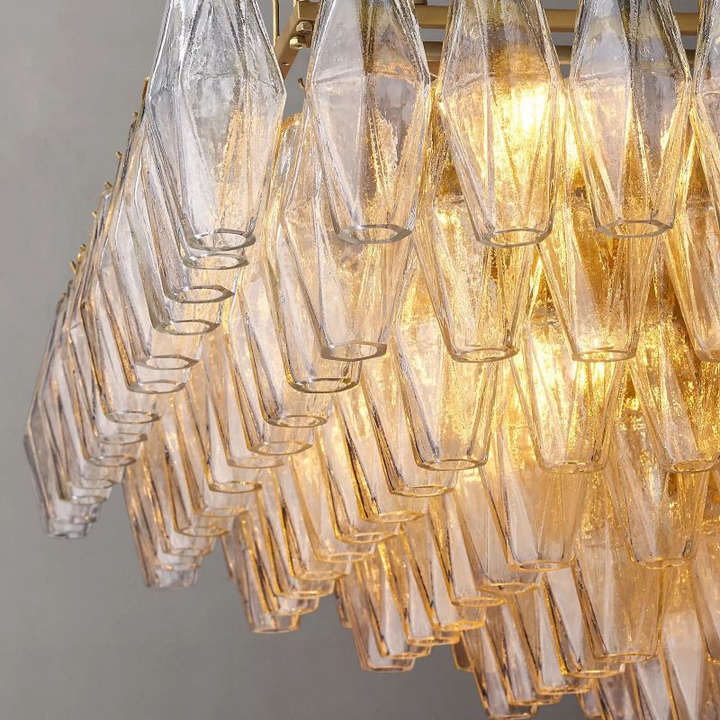 Chara Clear Glass Tiered Rectangular Chandelier 74" chandeliers for dining room,chandeliers for stairways,chandeliers for foyer,chandeliers for bedrooms,chandeliers for kitchen,chandeliers for living room Rbrights   