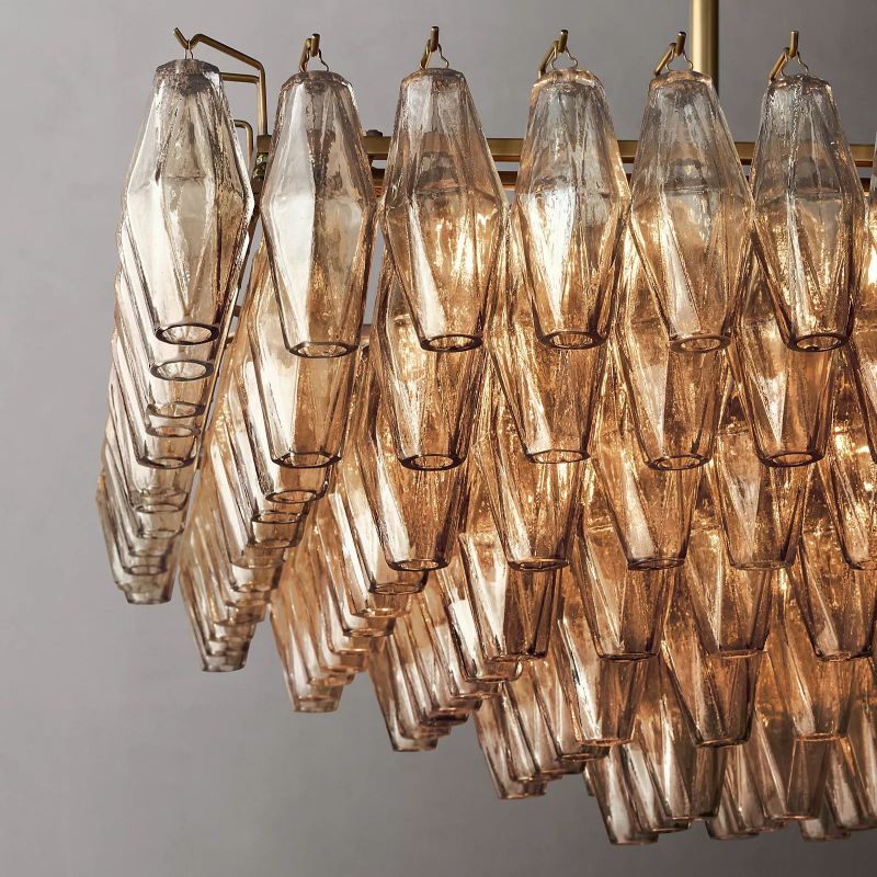 Chara Smoke Glass Tiered Rectangular Chandelier 54" chandeliers for dining room,chandeliers for stairways,chandeliers for foyer,chandeliers for bedrooms,chandeliers for kitchen,chandeliers for living room Rbrights   