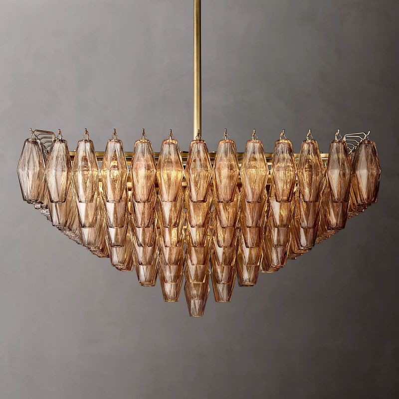 Chara Glass Square Chandelier 32" chandeliers for dining room,chandeliers for stairways,chandeliers for foyer,chandeliers for bedrooms,chandeliers for kitchen,chandeliers for living room Rbrights Lacquered Burnished Brass Smoke 