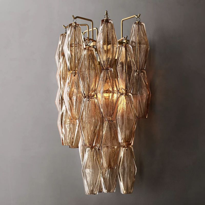 Chara Glass Wall Lamp (short) wall sconce for bedroom,wall sconce for dining room,wall sconce for stairways,wall sconce for foyer,wall sconce for bathrooms,wall sconce for kitchen,wall sconce for living room Rbrights Lacquered Burnished Brass Smoke 