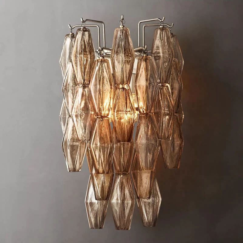 Chiara Smoke Glass Short Bedroom Wall Sconce