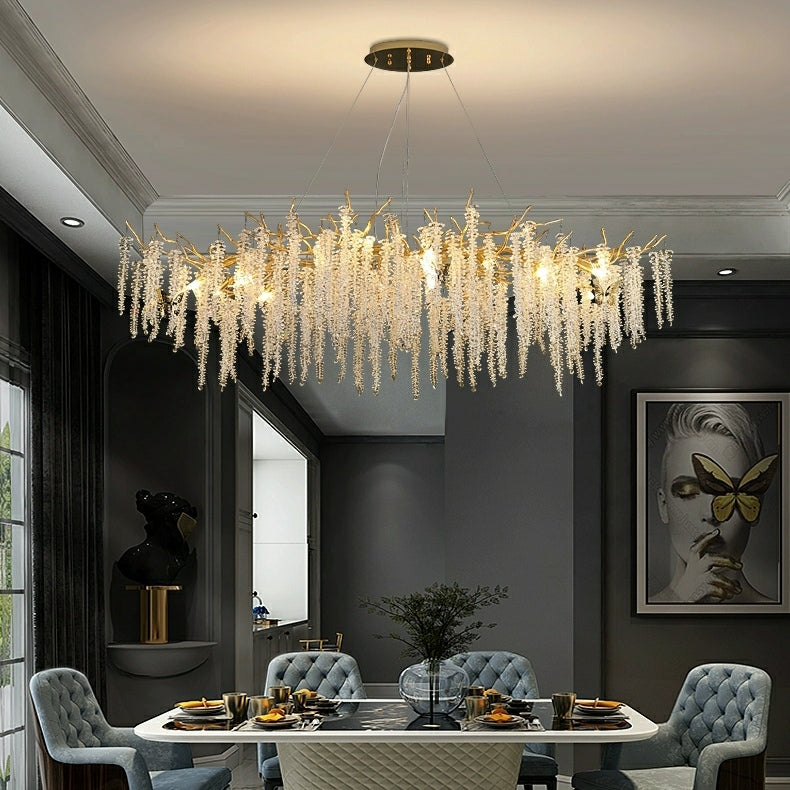 Branch Style Ceiling Light Crystal icicle Chandelier For Dining Table for Modern Home-MEET LIGHTING