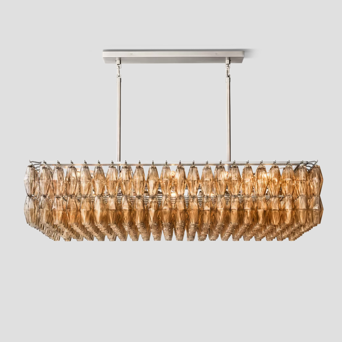 Chara Glass Rectangular Chandelier 54"W-MEET LIGHTING