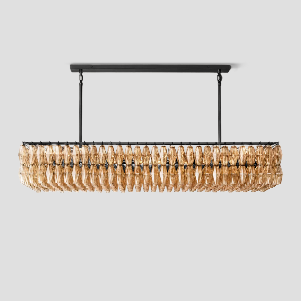 Chara Glass Rectangular Chandelier 74"W-MEET LIGHTING