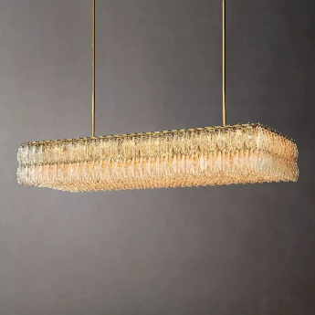 Chara Glass Rectangular Chandelier 74"W-MEET LIGHTING