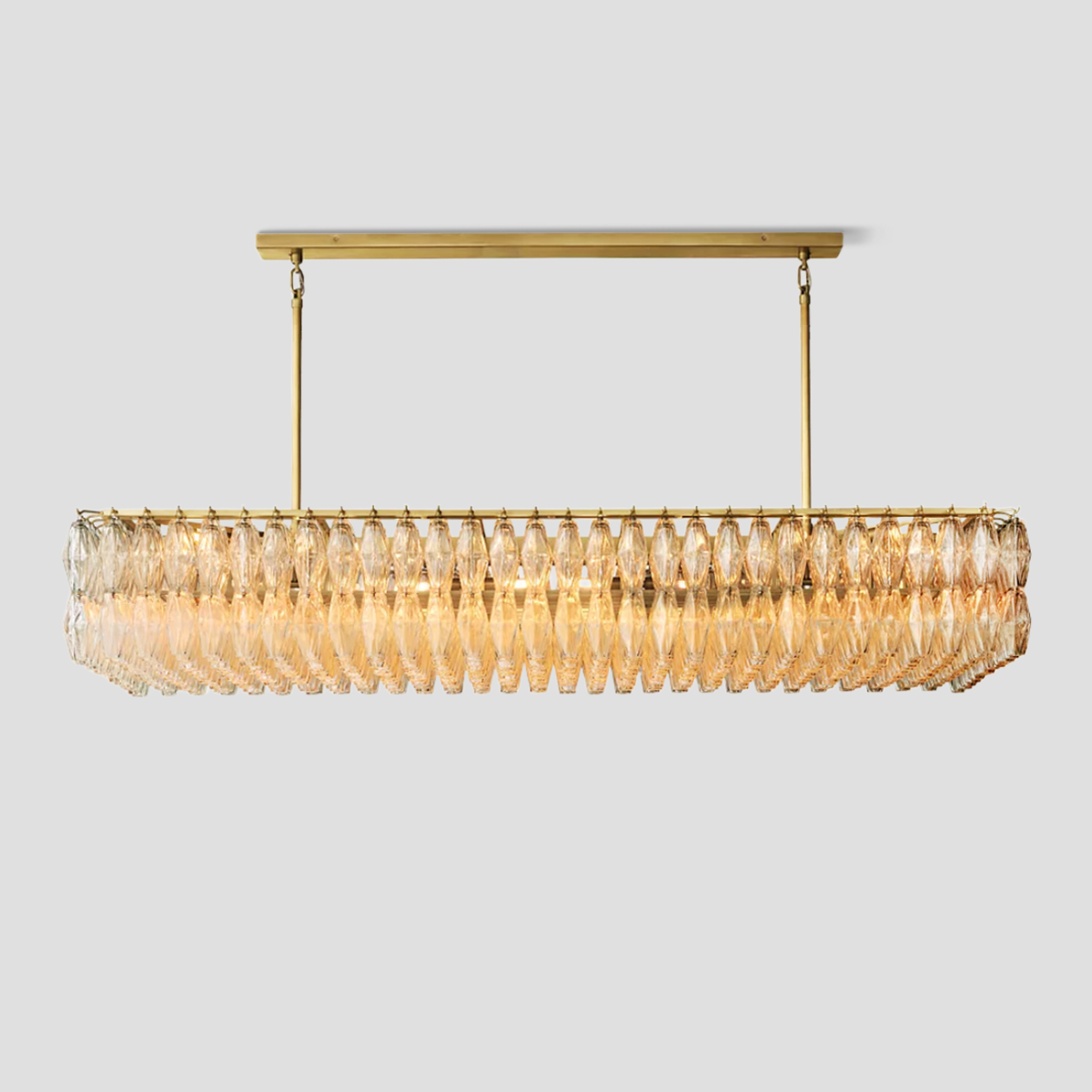 Chara Glass Rectangular Chandelier 74"W-MEET LIGHTING