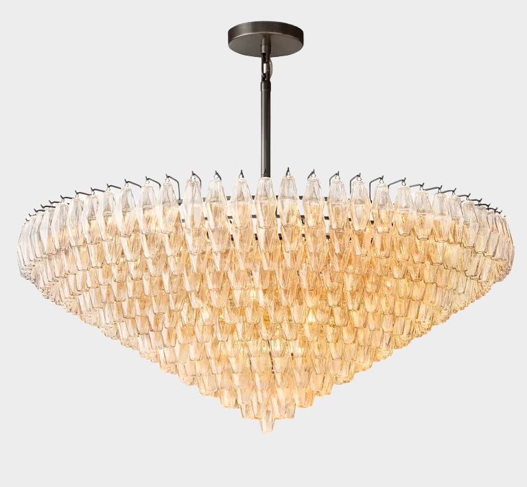 Chara Glass Tiered Round Chandelier 61"-MEET LIGHTING