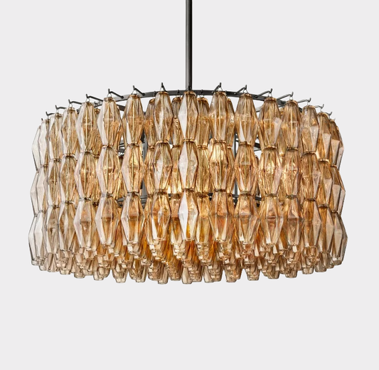 Chiaravalle Glass Tiered Round Chandelier D 37"-Meet Lighting