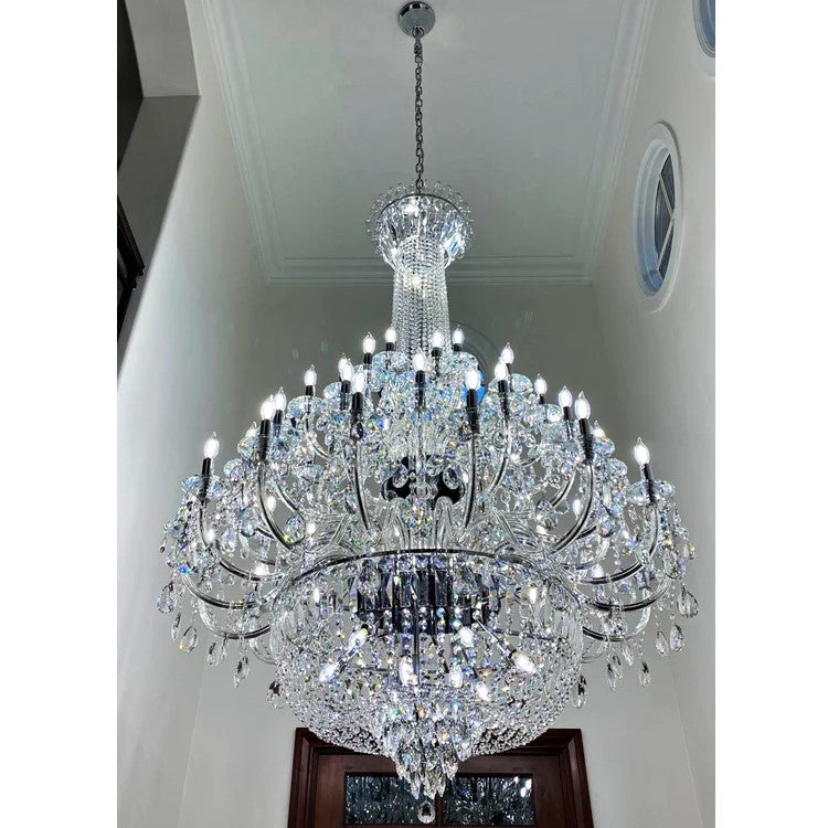 Extra Large European-style Multi-layers Candle Luxury Crystal Chandelier Gold Art Foyer/Staircase Decorative Light Fixture-MEET LIGHTING