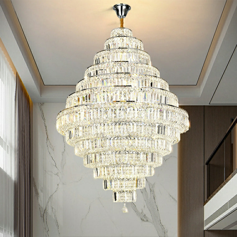 Chrome/ Silver/ Gold Extra Large Chandelier For Foyer Living Room Staircase Crystal Ceiling Lighting Fixture-MEET LIGHTING