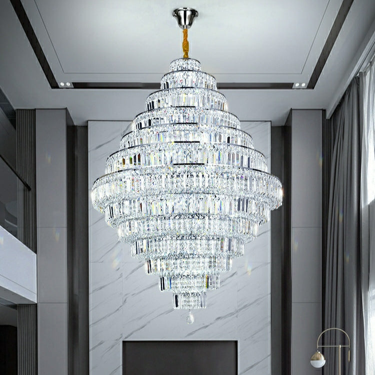 Chrome/ Silver/ Gold Extra Large Chandelier For Foyer Living Room Staircase Crystal Ceiling Lighting Fixture-MEET LIGHTING