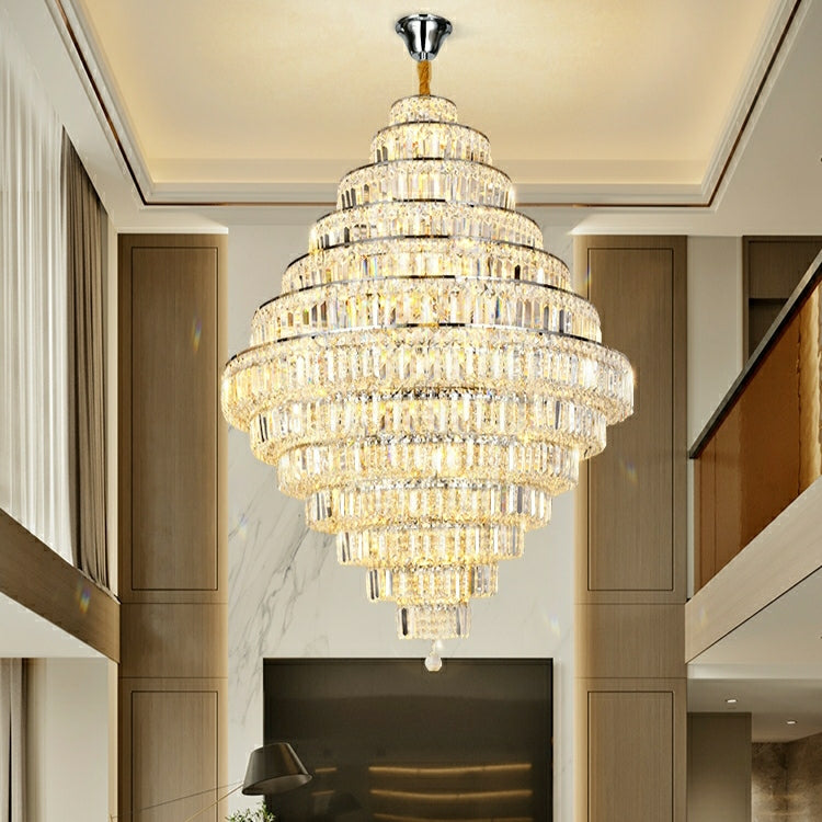 Chrome/ Silver/ Gold Extra Large Chandelier For Foyer Living Room Staircase Crystal Ceiling Lighting Fixture-MEET LIGHTING