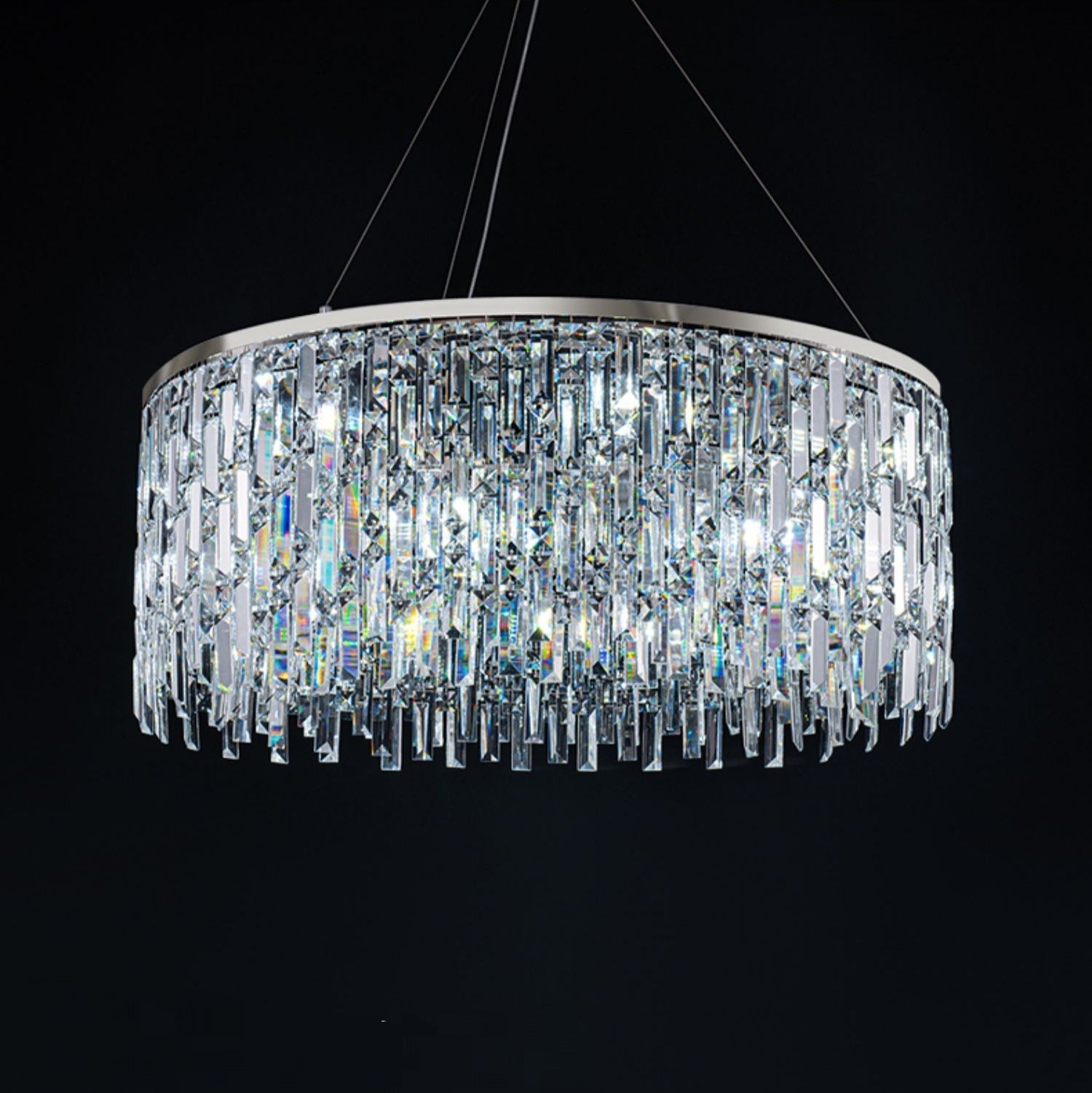 Chrome/ Silver Decorative Kitchen Island Lighting Crystal Rectangle Chandelier For Long Dining Table Round Pendant Light Fixture For Living Room-MEET LIGHTING