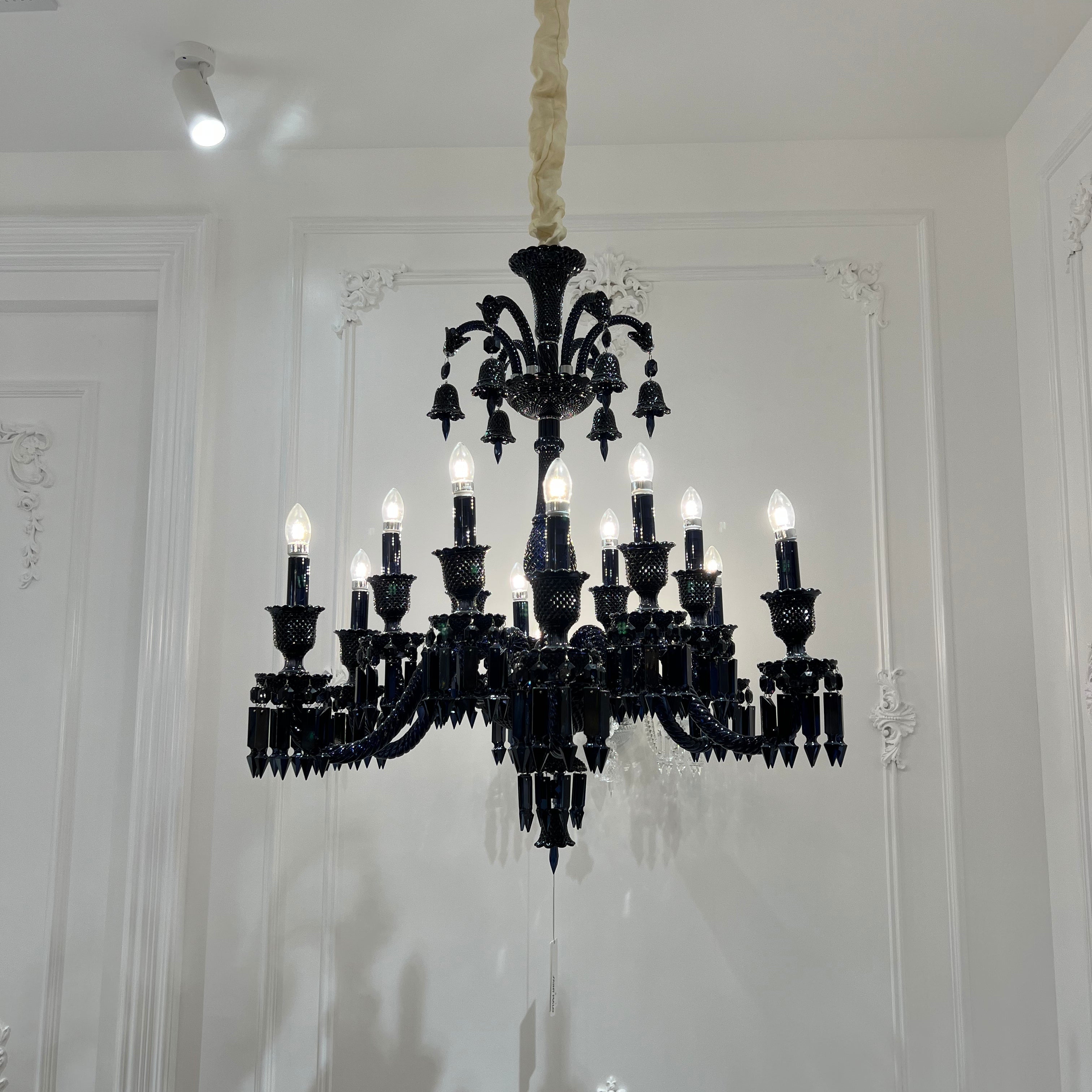 Classic Black Candle Style Chandelier Crystal Ceiling Pendant Lighting Fixture For Living/ Bedroom-MEET LIGHTING