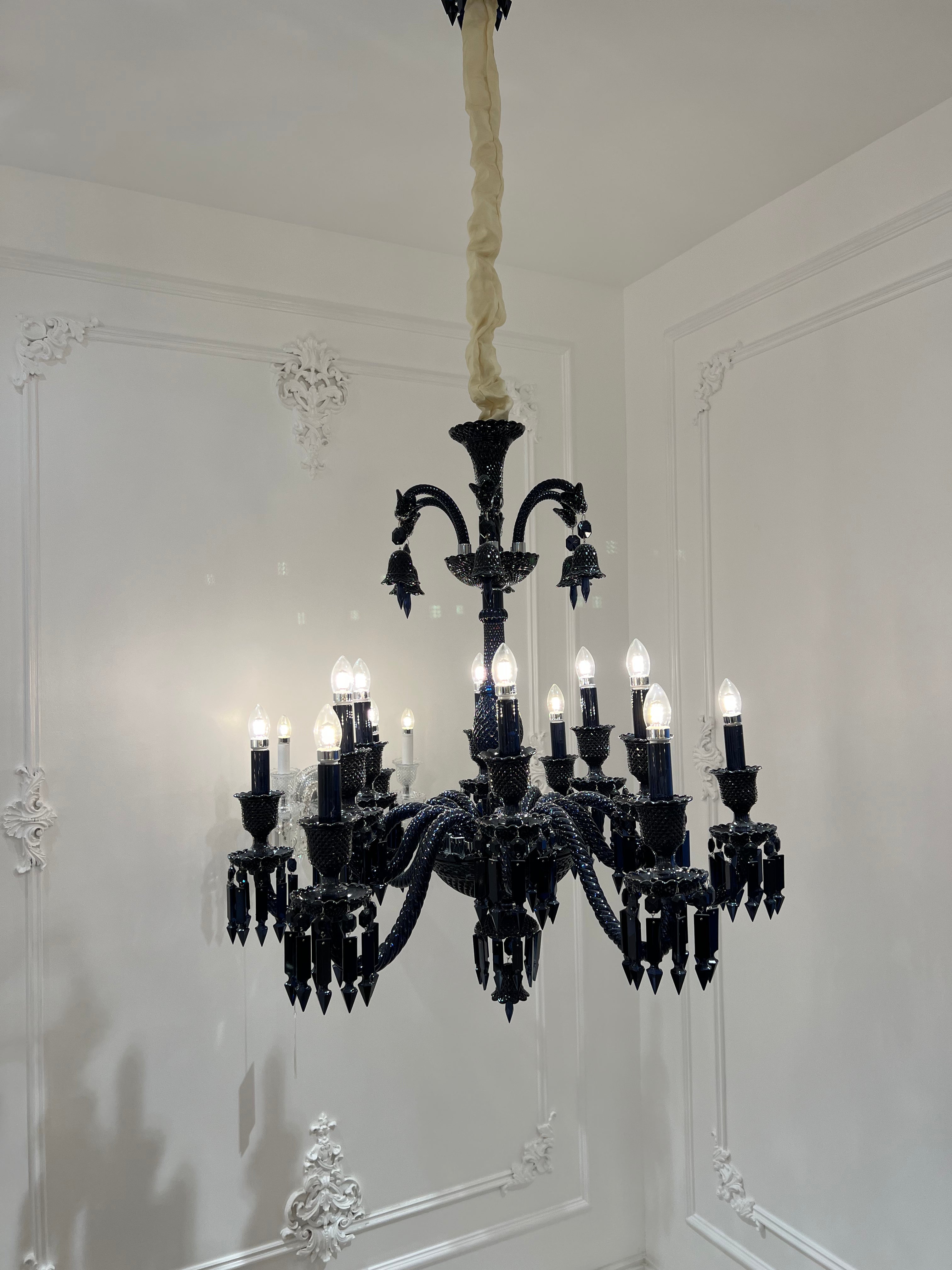 Classic Black Candle Style Chandelier Crystal Ceiling Pendant Lighting Fixture For Living/ Bedroom-MEET LIGHTING