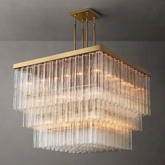 Clele Square Chandelier 45" Pendant for living room,Pendant for kitchen,Pendant for bathrooms,Pendant for bedrooms,Pendant for foyer,Pendant for stairways,Pendant for dining room Rbrights Lacquered Brass  