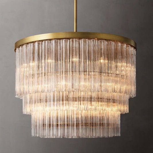 Clele Three Layer Round Chandelier 48" chandeliers for dining room,chandeliers for stairways,chandeliers for foyer,chandeliers for bedrooms,chandeliers for kitchen,chandeliers for living room Rbrights Lacquered Brass  