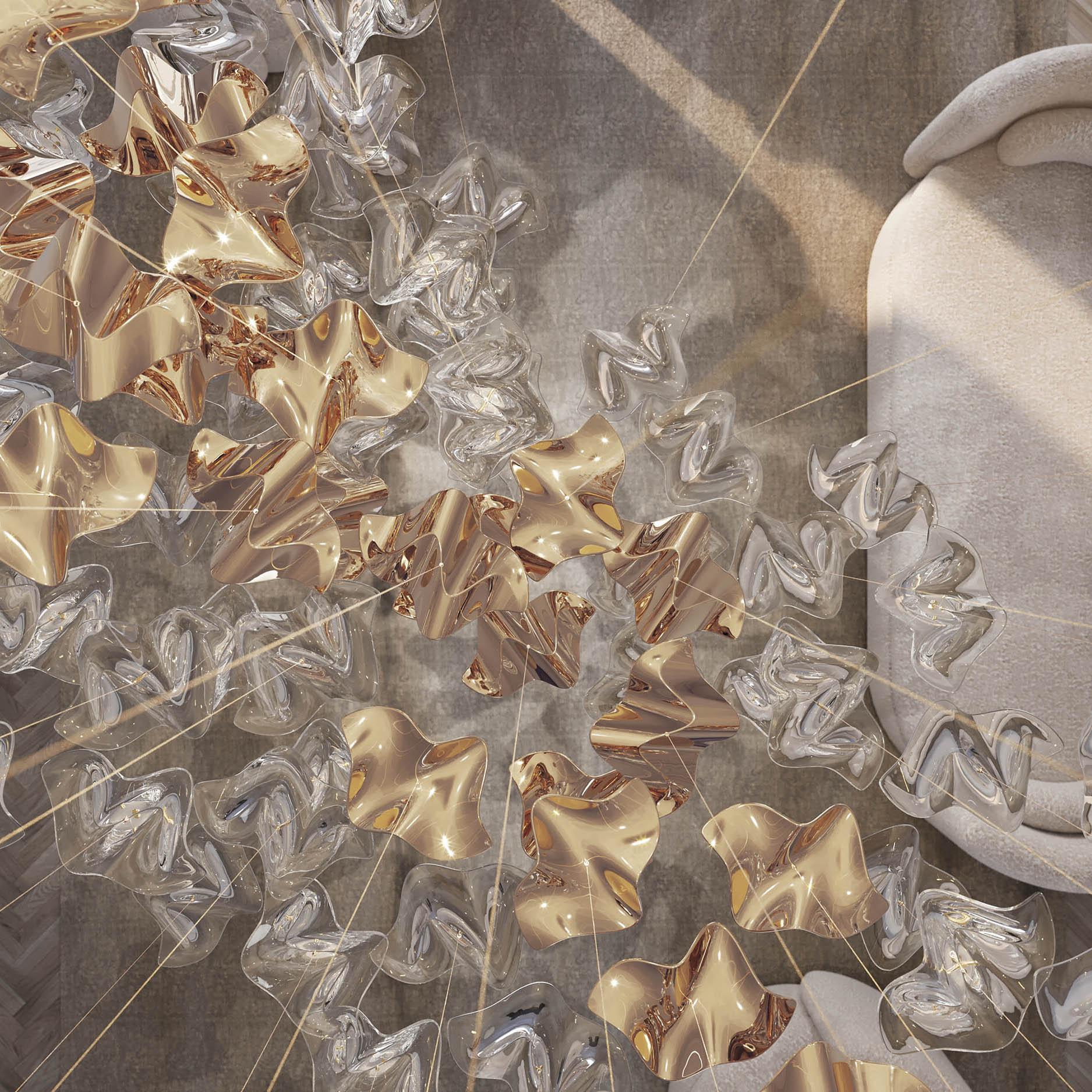 Coastal Sands Wave Glass Chandelier, Artisic Handmade Glass Chandelier-MEET LIGHTING