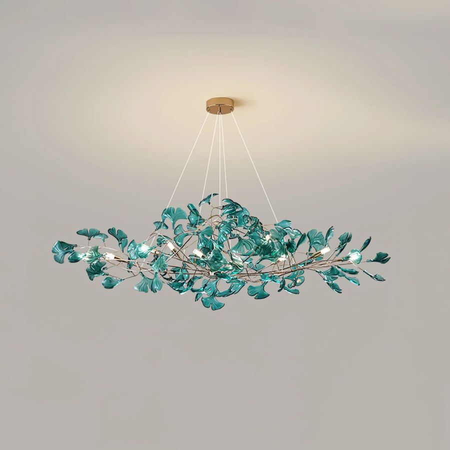 Colorful Glass Ginkgo Leaf Chandelier-Meet Lighting