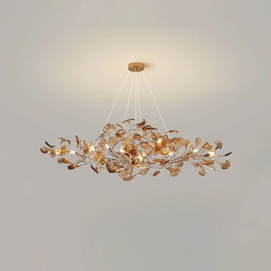 Colorful Glass Ginkgo Leaf Chandelier-Meet Lighting