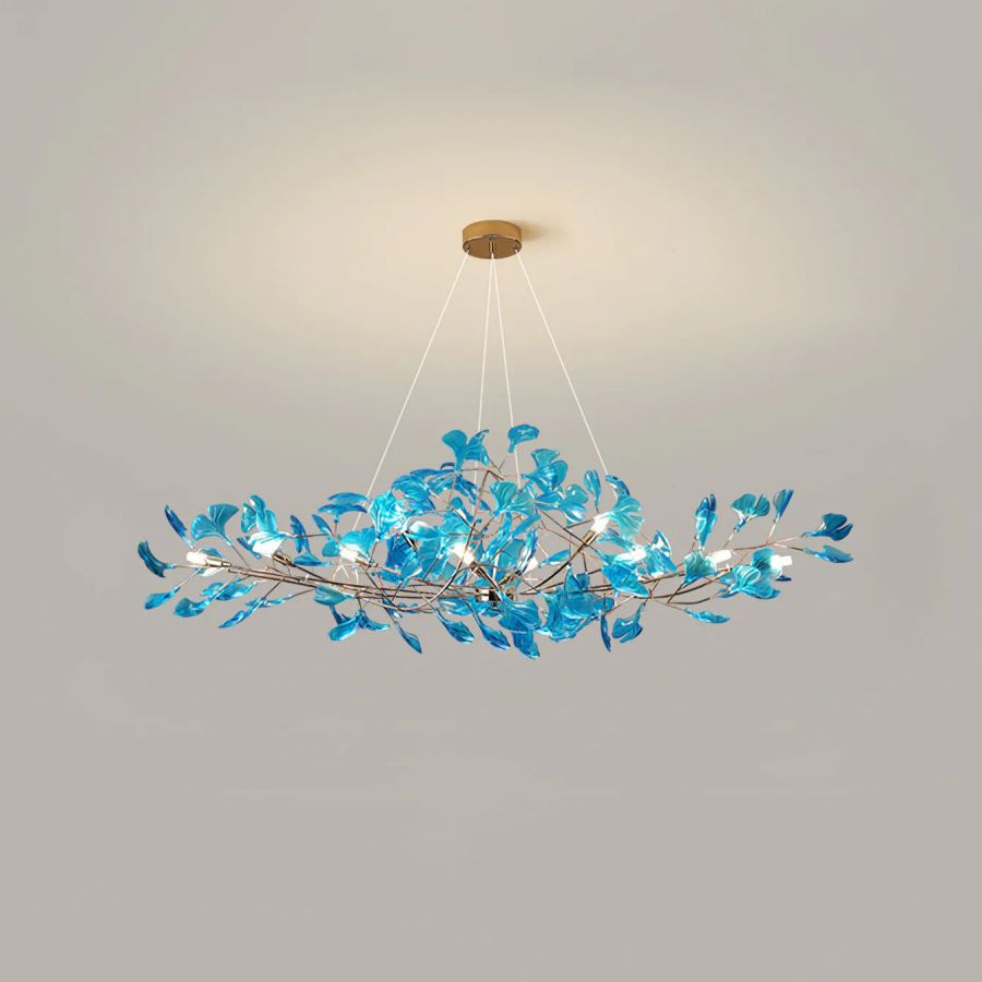 Colorful Glass Ginkgo Leaf Chandelier-Meet Lighting