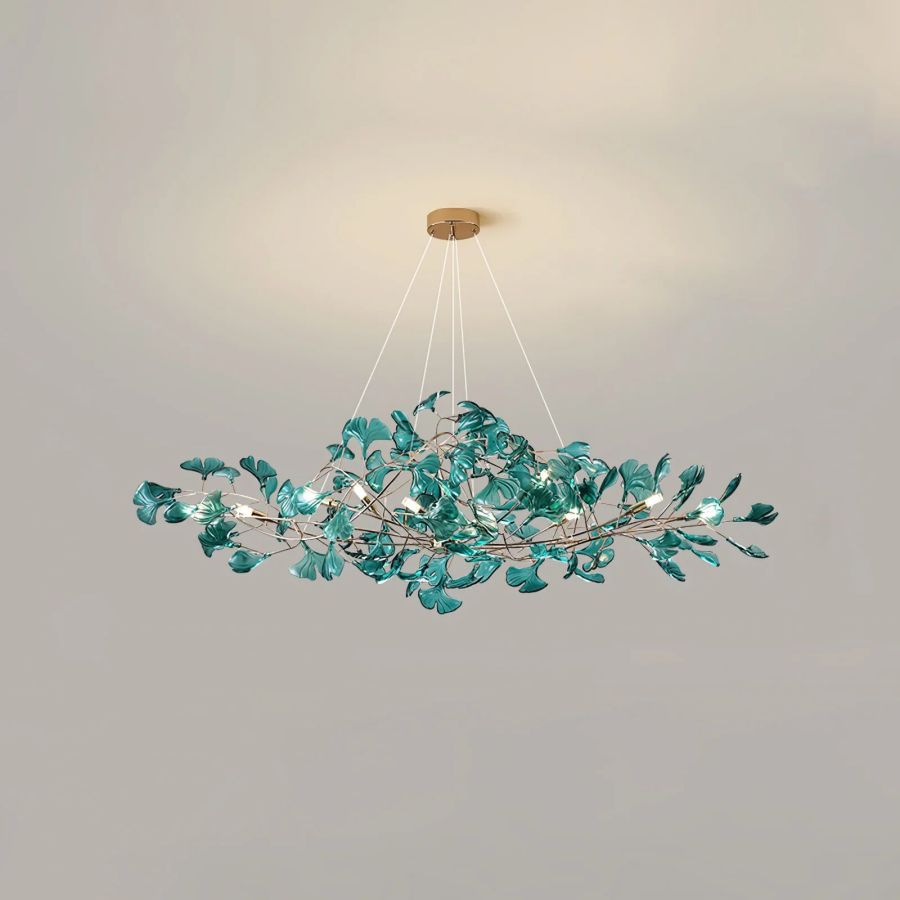 Colorful Glass Ginkgo Leaf Chandelier-Meet Lighting