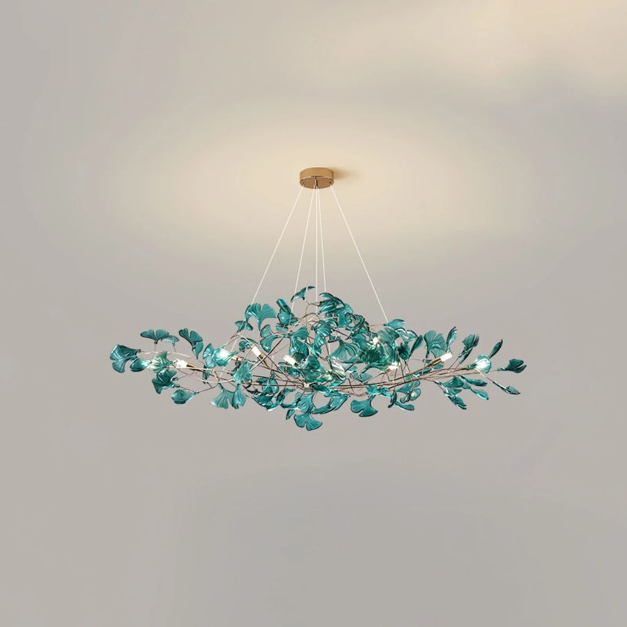 Colorful Glass Ginkgo Leaf Chandelier-Meet Lighting