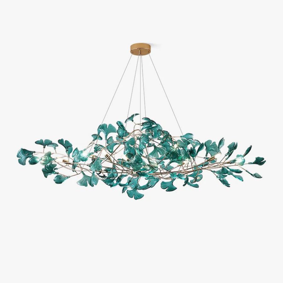 Colorful Glass Ginkgo Leaf Chandelier-Meet Lighting