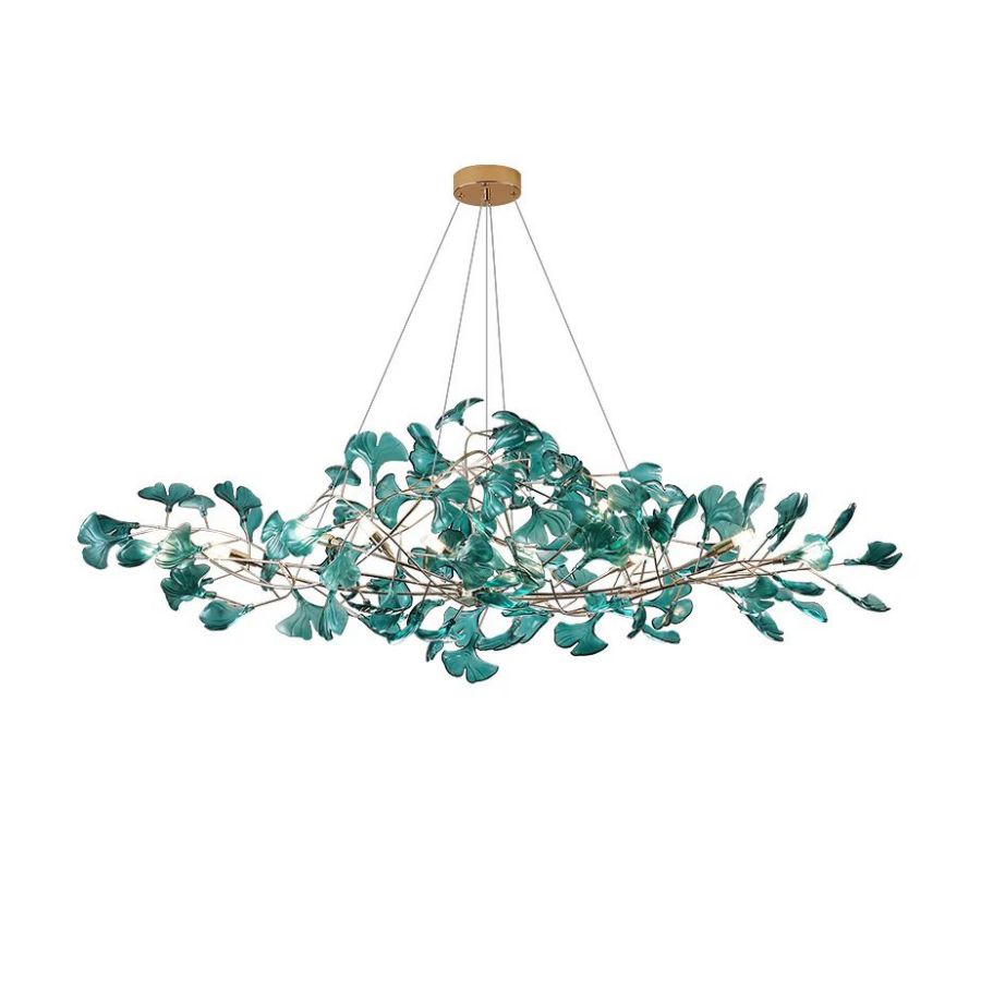 Colorful Glass Ginkgo Leaf Chandelier-Meet Lighting