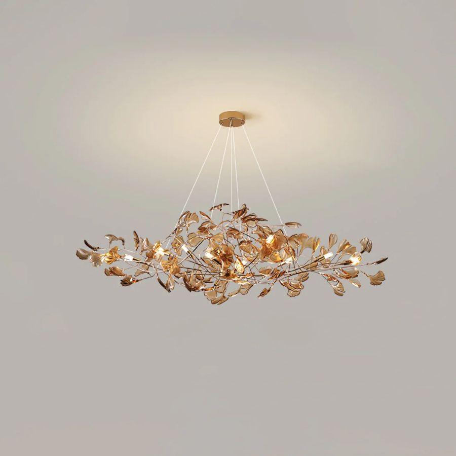 Colorful Glass Ginkgo Leaf Chandelier-Meet Lighting