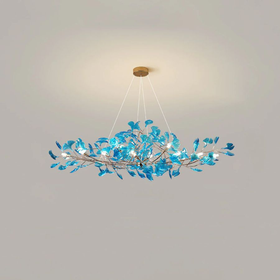 Colorful Glass Ginkgo Leaf Chandelier-MEET LIGHTING