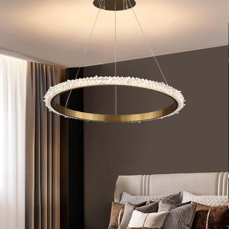 Contemporary K9 Crystal Halo Circle Foyer Chandelier-MEET LIGHTING