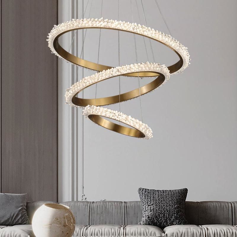 Contemporary K9 Crystal Halo Circle Foyer Chandelier-MEET LIGHTING
