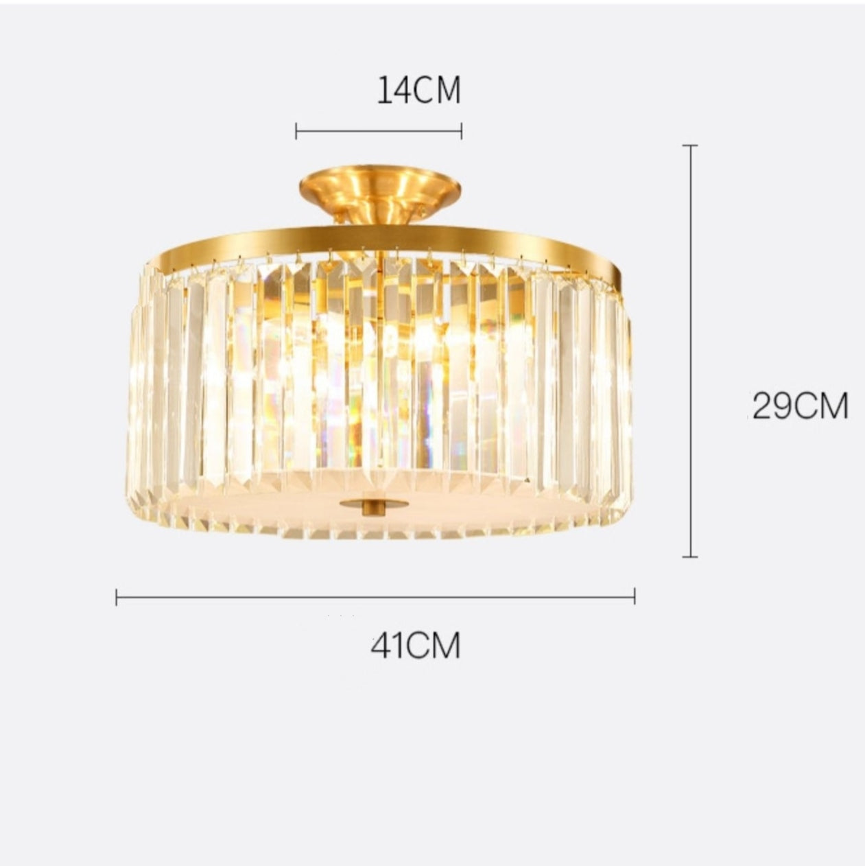 D16" LED Decorative Round Ceiling Lighting Fixture Mini Living/ Bedroom Gold Flush Mount Crystal Chandelier-MEET LIGHTING