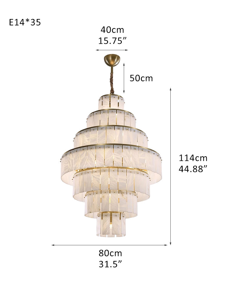 Multi-tiered Luxury Modern LED Chandelier Entrance Villa High Ceiling Large Alabaster Chandelier