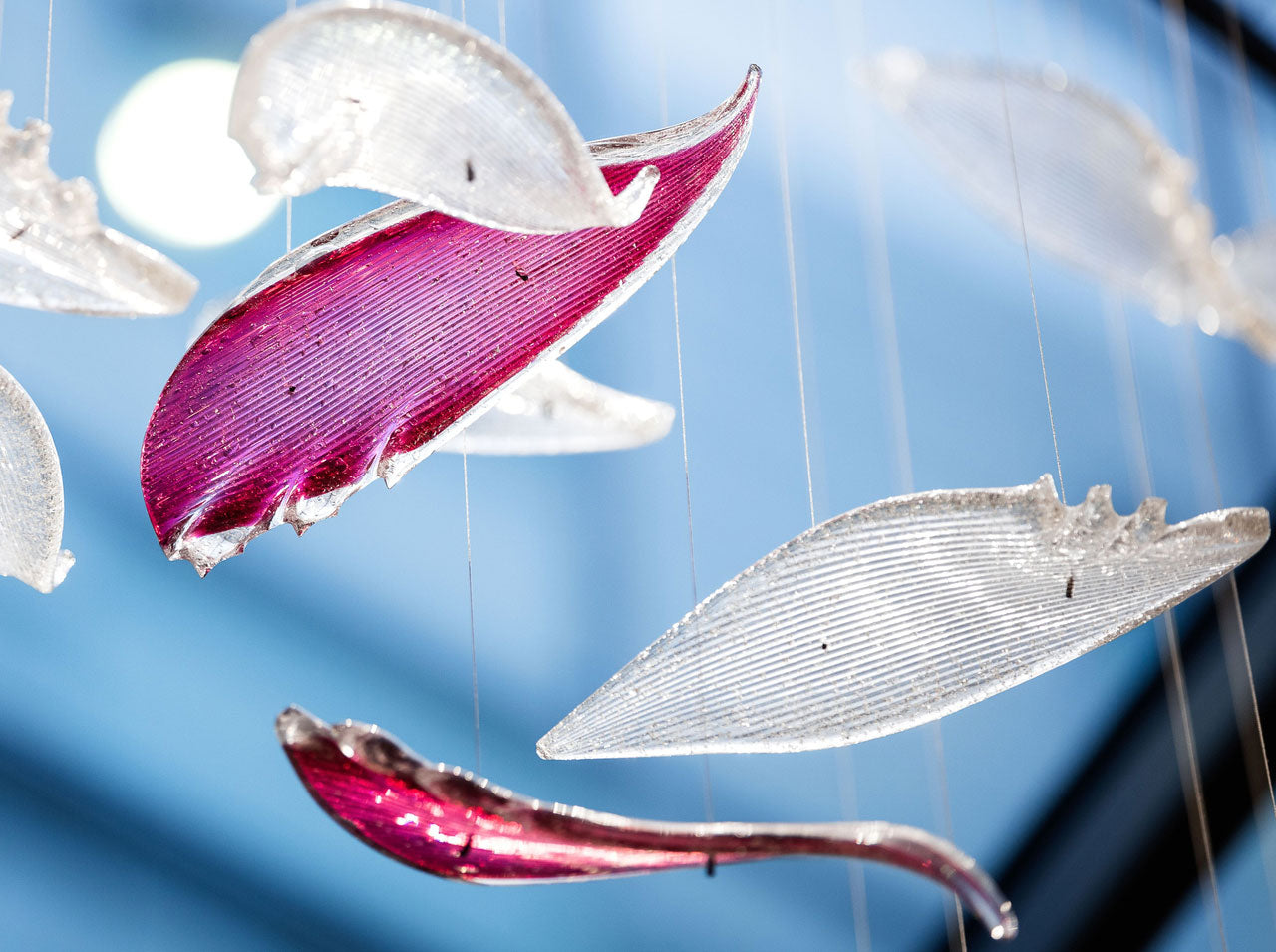 Flying Glass Feather Chandelier