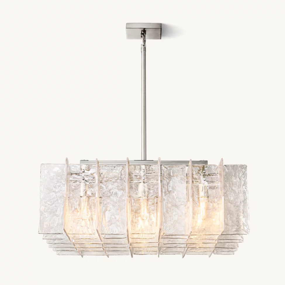 Lattic Clear Glass Square Chandelier 37"-MEET LIGHTING