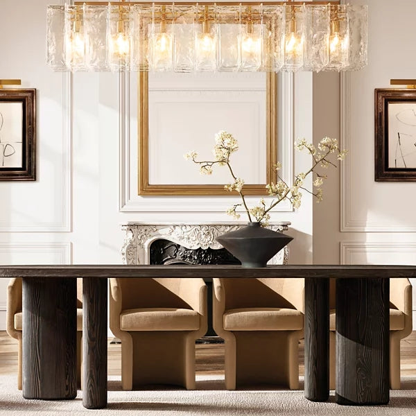 Lattic Clear Glass Rectangular Chandelier 49"-MEET LIGHTING